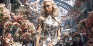 Bild einer futuristischen weiblichen Vtuberin mit leuchtenden Augen und Hightech-Details in ihrem digitalen Outfit, repräsentativ für den aktuellen Boom der virtuellen YouTuber in der Online-Entertainment-Industrie. Sie steht als Inspiration für diejenigen, die planen, ihren eigenen Vtuber zu erstellen, und folgt der Schritt-für-Schritt-Anleitung in diesem Beitrag