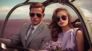 Zwei stilvoll inszenierte Personen in Retro-Kulisse symbolisieren die Strategie Fake it till you make it