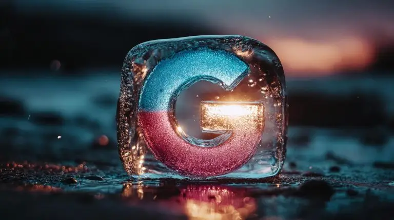 Eingefrorenes Google-Logo als Metapher für das Google News Update 2025.