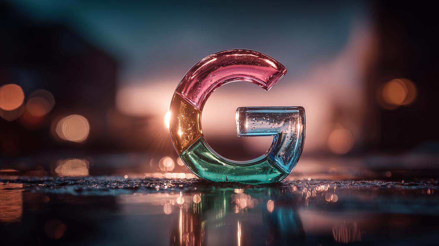 Glas-Google-Logo als Symbol für das Google News Update 2025.