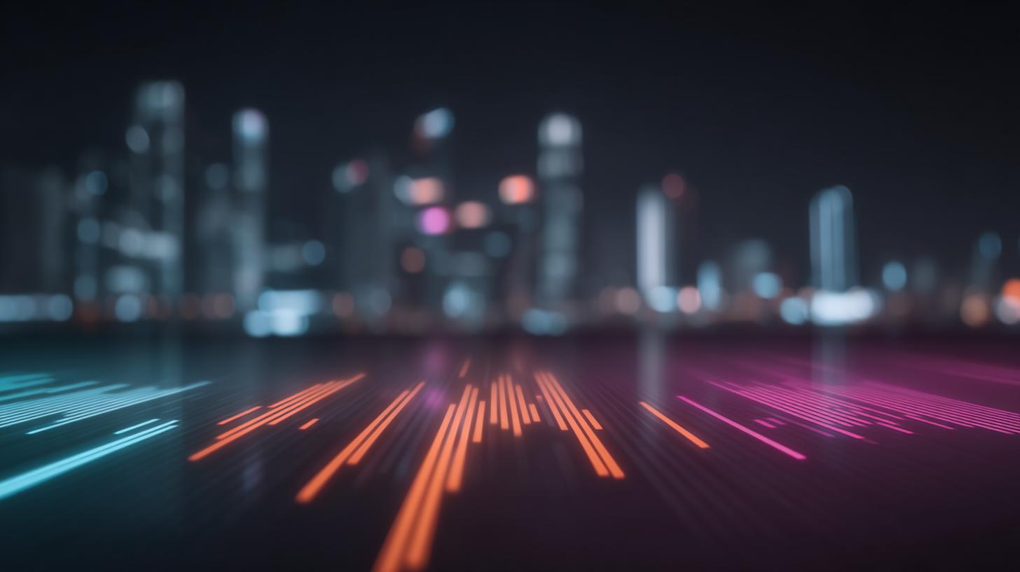 Informationsarchitektur 2026 visuelle Datenlinien vor futuristischer Skyline