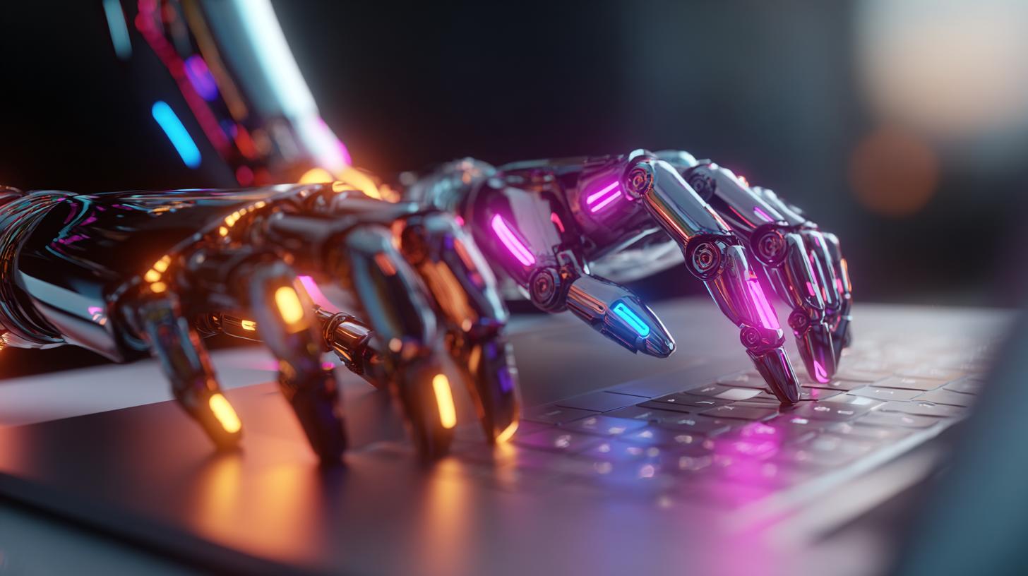 Roboterhand arbeitet präzise an Tastatur im Kontext von n8n 2.0