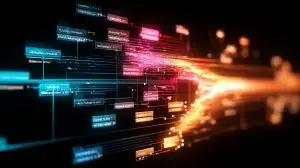 Abstrakte visuelle Datenstruktur mit Fokus auf XML Sitemap 2026 und digitalem Mapping