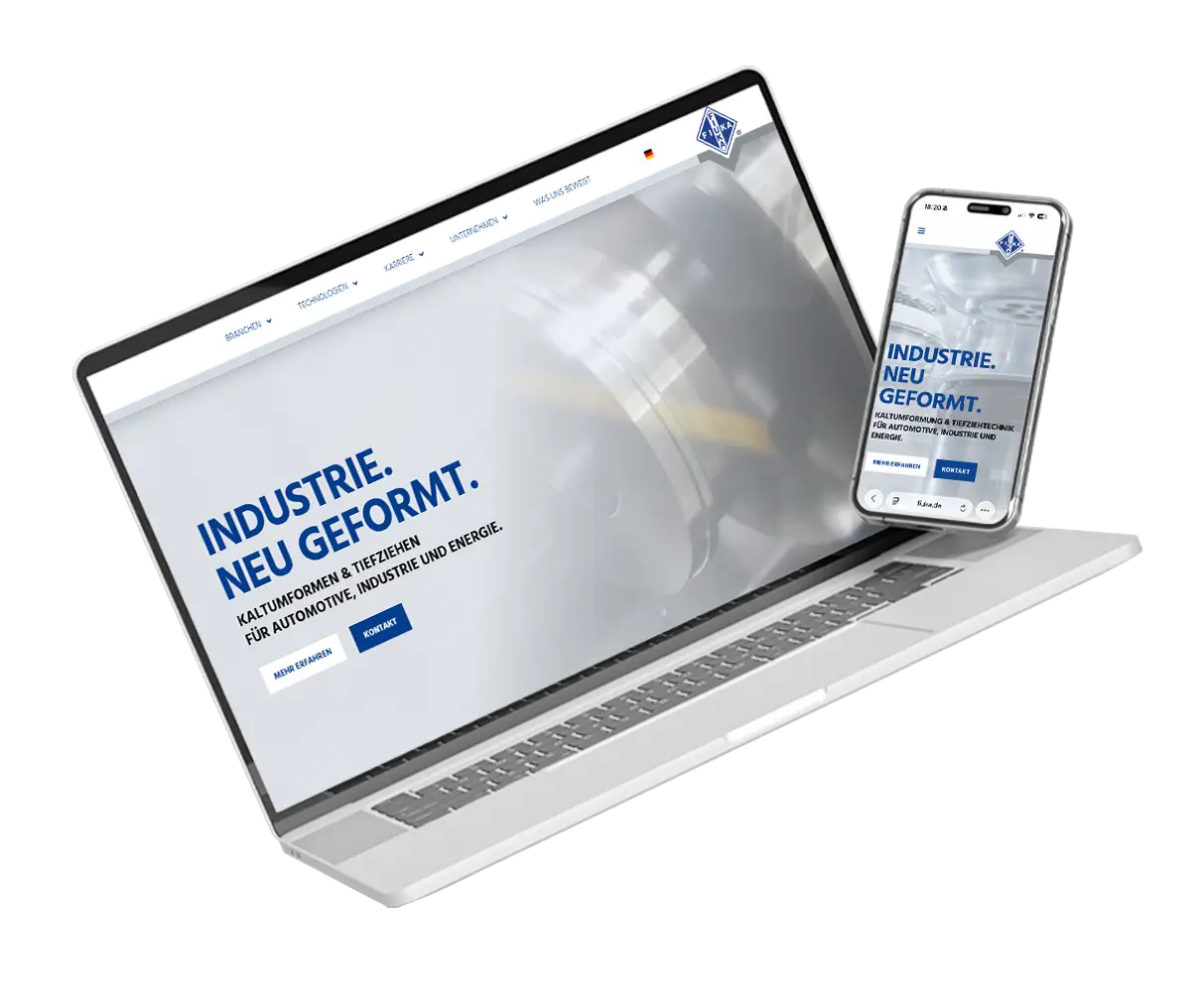 Laptop und Handy mit Webdesign von Fischer und Kaufmann