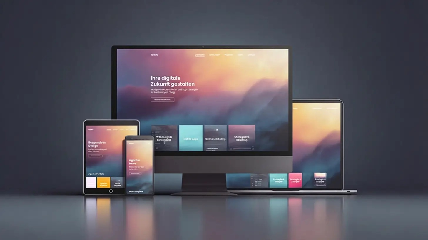 Responsive Website mit klarer Struktur auf Desktop Tablet und Smartphone