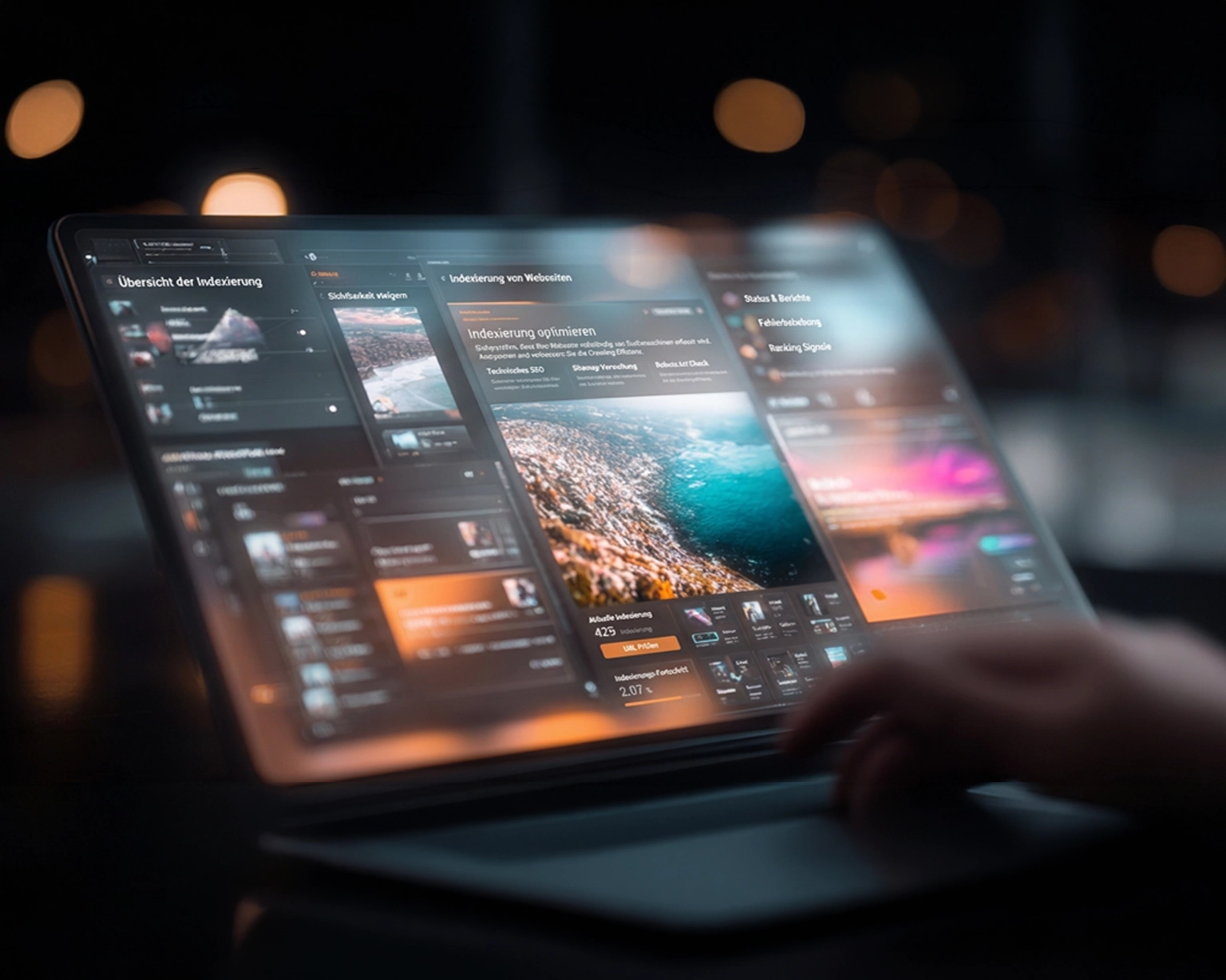 Analytics-Dashboard mit aktiven Daten nach erfolgreicher Google Indexierung. Zeigt steigende Rankings und organischen Traffic als Ergebnis eines professionellen Indexierungs-Checks durch CremerMedia.